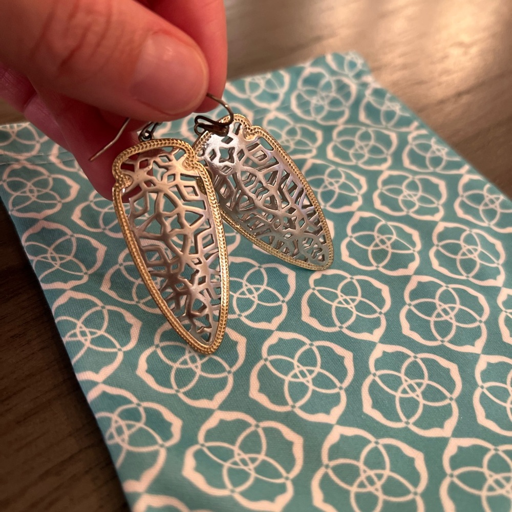 Elegant Gold and Silver Kendra Scott earrings
